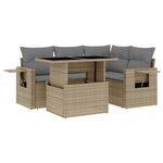 vidaXL Salon de jardin avec coussins 5 Pièces beige résine tressée