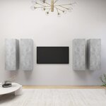vidaXL Meubles TV 4 Pièces Gris béton 30 5x30x90 cm Bois d'ingénierie