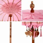 vidaXL Parasol balinais Rose (210-220) x 260 cm Coton et bois massif
