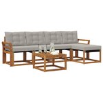 vidaXL Ensemble de canapés d'extérieur 6 pc Naturel et gris clair