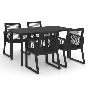 Salon de jardin meuble d'extérieur ensemble de mobilier 5 pièces rotin pvc noir 02_0016617
