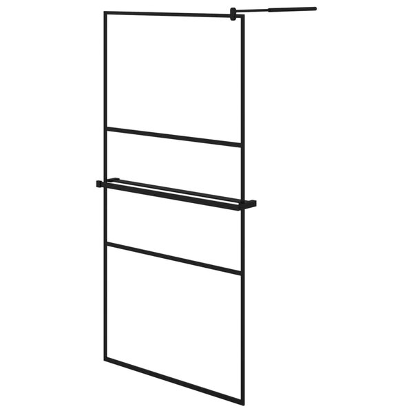 vidaXL Paroi de douche avec étagère Noir 100x195cm Verre ESG&Aluminium