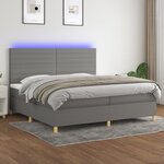 vidaXL Sommier à lattes de lit et matelas et LED Gris foncé 200x200 cm