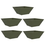 vidaXL Jardinière en plastique 5 Pièces Vert olive 35 x 35 x 15 cm Acier