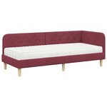 vidaXL Cadre de lit d'angle Bordeaux 80 x 200 cm tissu