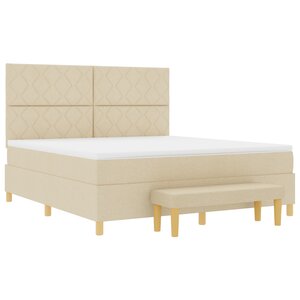 vidaXL Lit à Sommier avec Matelas & Banc Crème 180x200 cm Tissu