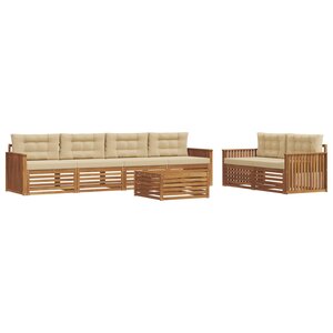 vidaXL Ensemble de canapés d'extérieur 7 pc Naturel et Beige