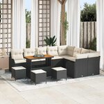 Ensemble de canapés de jardin vidaXL 13 pièces avec coussins  rotin poly noir  acacia
