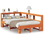 vidaXL Lit bibliothèque sans matelas cire marron 120x190cm pin massif
