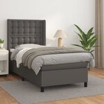 vidaXL Sommier à lattes de lit avec matelas Gris 90x190 cm Similicuir