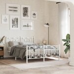 vidaXL Cadre de lit métal sans matelas et pied de lit blanc 140x190 cm