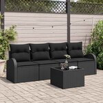 vidaXL Ensemble de canapé de jardin Manuel 5 Pièces Noir 55 x 55 x 37 cm