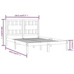 vidaXL Cadre de lit Bois de pin massif 140x190 cm