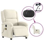 vidaXL Fauteuil inclinable de massage électrique crème velours