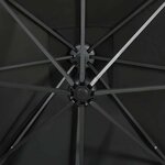 vidaXL Parasol de jardin en porte-à-faux et mât et lumières LED noir