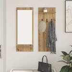 vidaXL Porte-manteau mural avec miroir chêne artisanal 70 x 10 x 90 cm