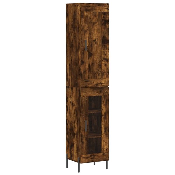 vidaXL Buffet haut Chêne fumé 34 5x34x180 cm Bois d'ingénierie