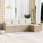 vidaXL Salon de jardin avec coussins 5 Pièces beige résine tressée