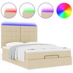 VidaXL Cadre de lit ottoman avec matelas crème 140x190 cm tissu