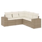 vidaXL Salon de jardin avec coussins 5 Pièces beige résine tressée