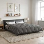 vidaXL Duvet complet toute l'année Gris clair 220 x 240 cm Microfibre