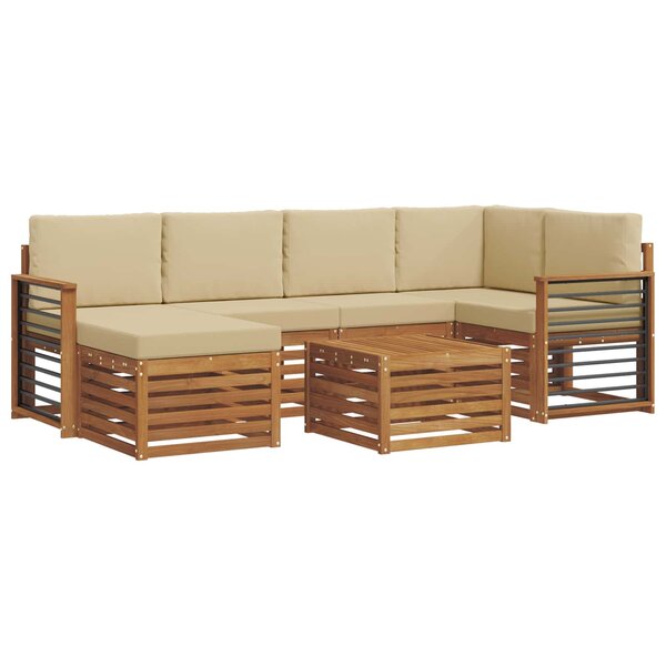vidaXL Ensemble de canapés d'extérieur 7 pc Naturel et Beige Polyester