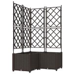 vidaXL Bac à fleurs avec Treillis 3 Pièces Marron 80 x 80 x 143 cm PP