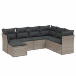 vidaXL Salon de jardin avec coussins 7 Pièces gris clair résine tressée