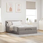 vidaXL Lit ottoman avec matelas et LED taupe 140x190 cm tissu