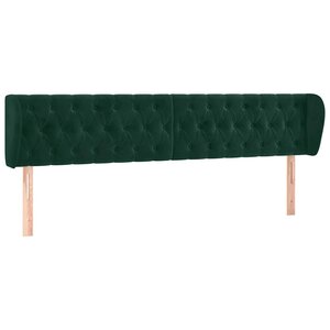 vidaXL Tête de lit avec oreilles Vert foncé 203x23x78/88 cm Velours