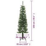vidaXL Sapin de Noël artificiel mince avec support 150 cm PE