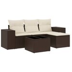 vidaXL Salon de jardin avec coussins 5 Pièces marron résine tressée