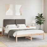 vidaXL Cadre de lit avec tête de lit rembourrée Taupe 150 x 200 cm