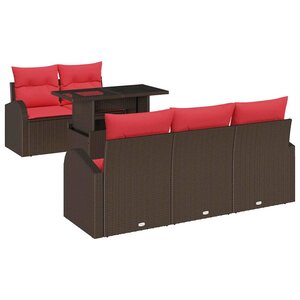 vidaXL Ensemble de canapé de jardin 6 Pièces Marron Poly Rattan