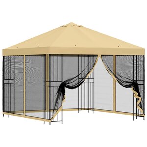 vidaXL Abri de jardin avec parois 3 x 3 m Crème Polyester et Acier