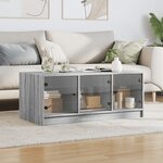 vidaXL Table basse avec portes en verre sonoma gris 102x50x42 cm