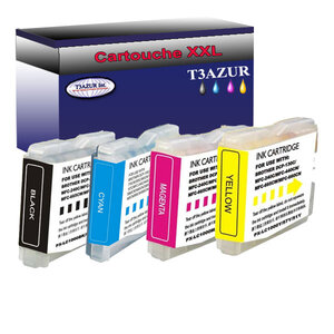 Lot de 4 Cartouches compatibles Brother DCP-750CW, DCP-770CW, LC1000XL  (Noire+Couleur) – T3AZUR
