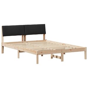 vidaXL Cadre de lit Marron et noir 140 x 190 cm Bois massif en pin