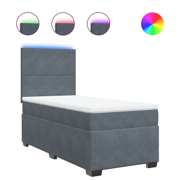 vidaXL Sommier à lattes de lit et matelas Gris foncé 90x200 cm Velours