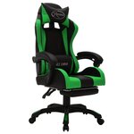 Chaise fauteuil siège pivotante de bureau informatique étude de jeux vidéo avec LED RVB et similicuir vert 02_0024216