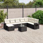vidaXL Salon de jardin 9 Pièces avec coussins noir résine tressée