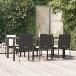 vidaXL Ensemble à manger de jardin coussins 7Pièces Noir Résine tressée