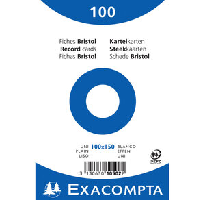 Paquet de 100 Fiches BRISTOLS BLANC 100/150 S/FILM x 20 EXACOMPTA