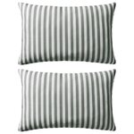 vidaXL Oreiller d'extérieur lot de 2 Impression rayure 60 x 40 cm Gris