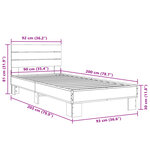 vidaXL Cadre de lit chêne marron 90x200 cm bois d'ingénierie et métal