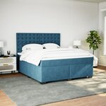 vidaXL Sommier à lattes de lit et matelas bleu 180x200 cm velours