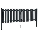 vidaXL Portail de clôture à double porte Acier 306x125 cm Anthracite