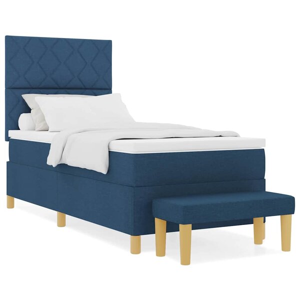 vidaXL Lit à ressorts avec matelas Bleu 90 x 200 cm tissu