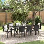 vidaXL Ensemble de salle à manger de jardin 9 pièces avec coussins Noir Poly Rattan
