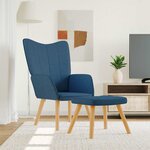 vidaXL Chaise de relaxation avec tabouret Bleu Tissu